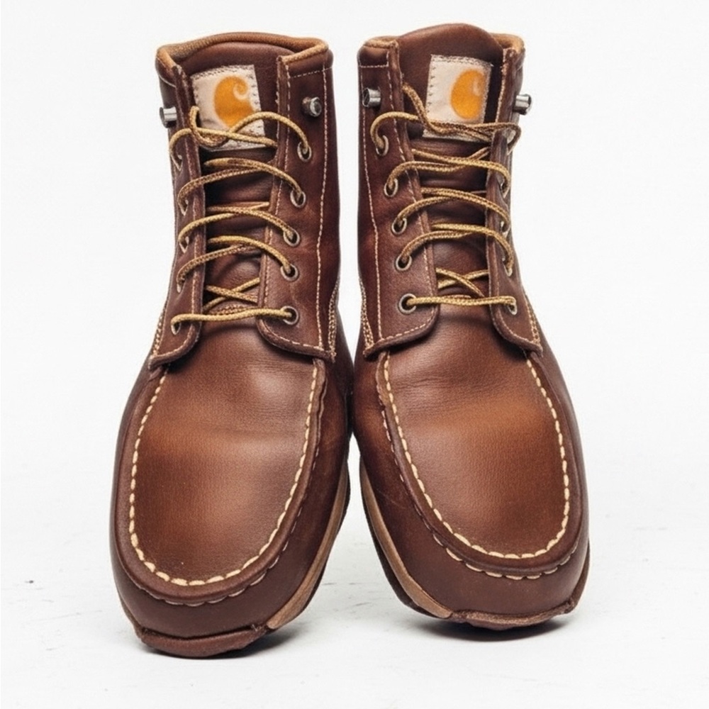 Carhartt Men's Rich Brown Leather Boots Lightweight Wedge Moc Toe Chukka (10.5)
